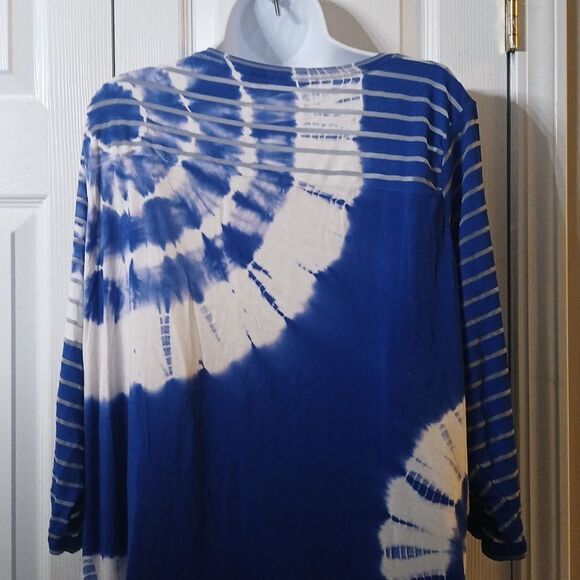 Thomas & Olivia royal blue and white tie dye tunic with rhinestones Sz 2X - Picture 6 of 7